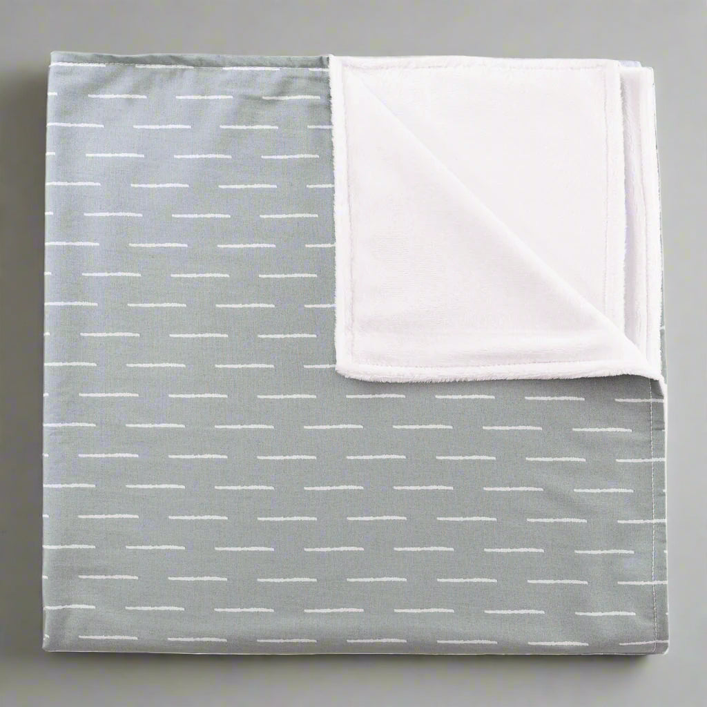 Baby Fingers in Chalk - Blue Baby Blanket - White Dashes on Slate - Olli+Lime